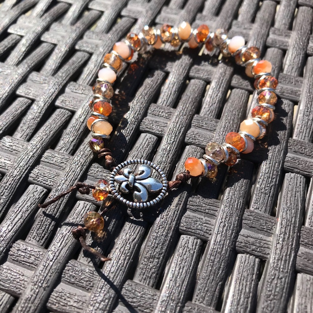 Braided amber and silver bracelet with toggle - Picture 4 of 7
